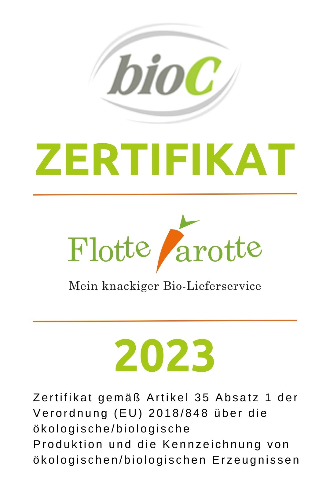 Bild Zertifikat bioC